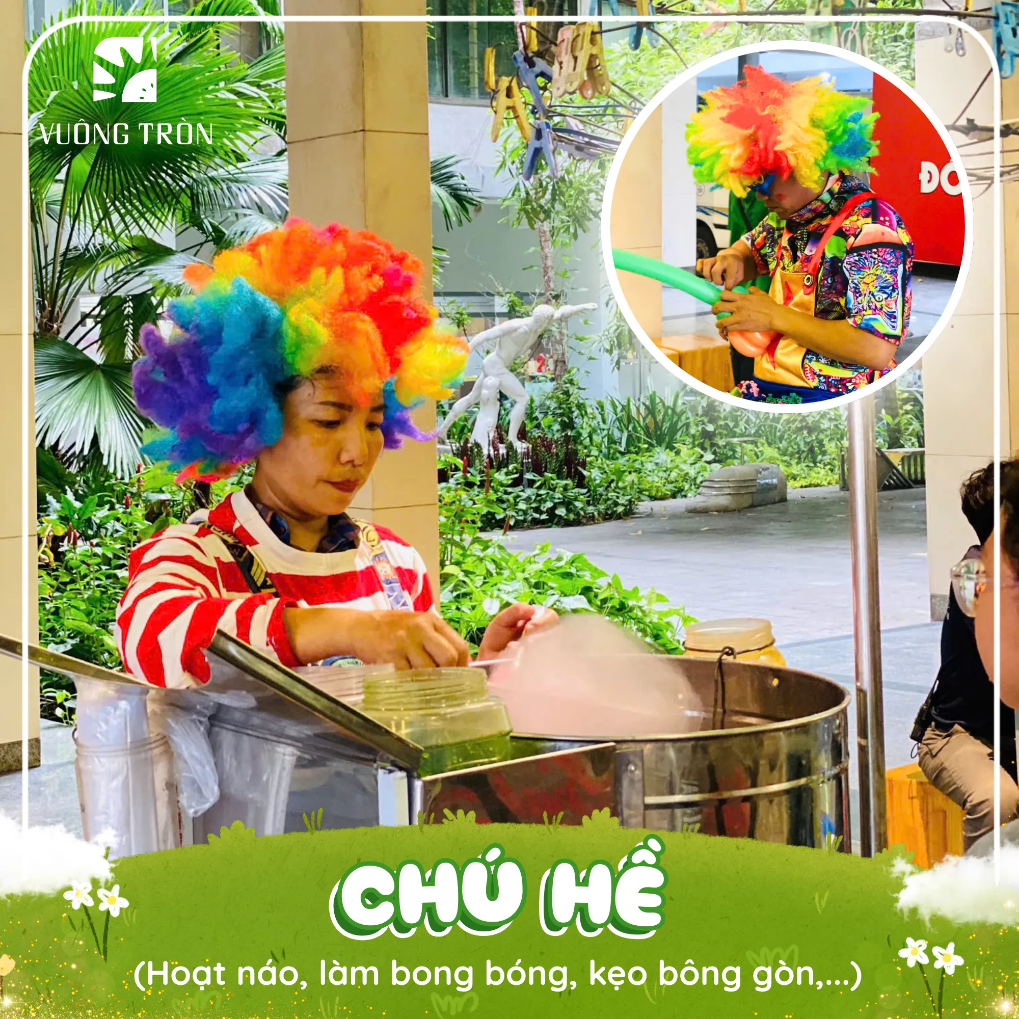 Chú hề hoạt náo đa tài, tạo không khí tươi vui trong không gian dành cho bé