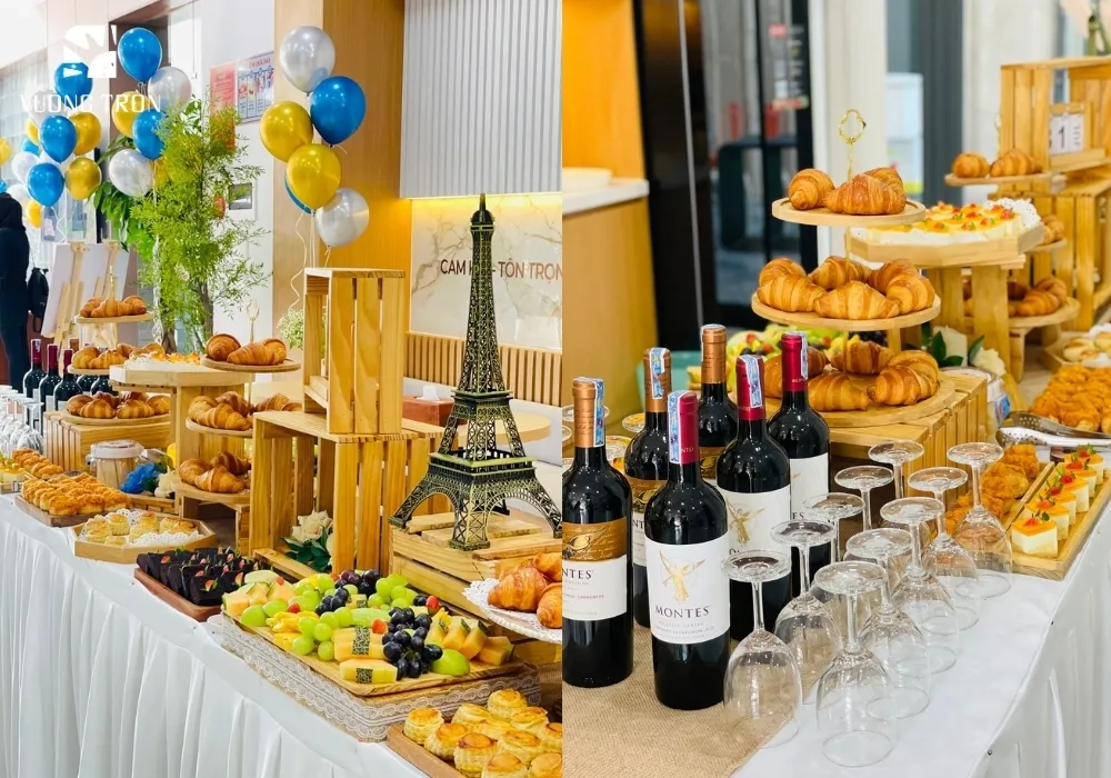 Bàn tiệc ngọt khai trương chỉn chu, bắt mắt