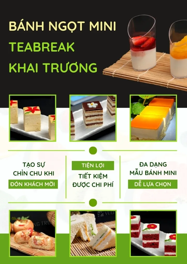 Các loại bánh ngọt mini teabreak cho tiệc khai trương