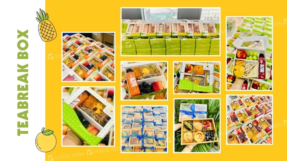 teabreak box xinh xắn và set quà tặng 20/10 do Trái Cây Vuông Tròn chuẩn bị riêng cho chương trình