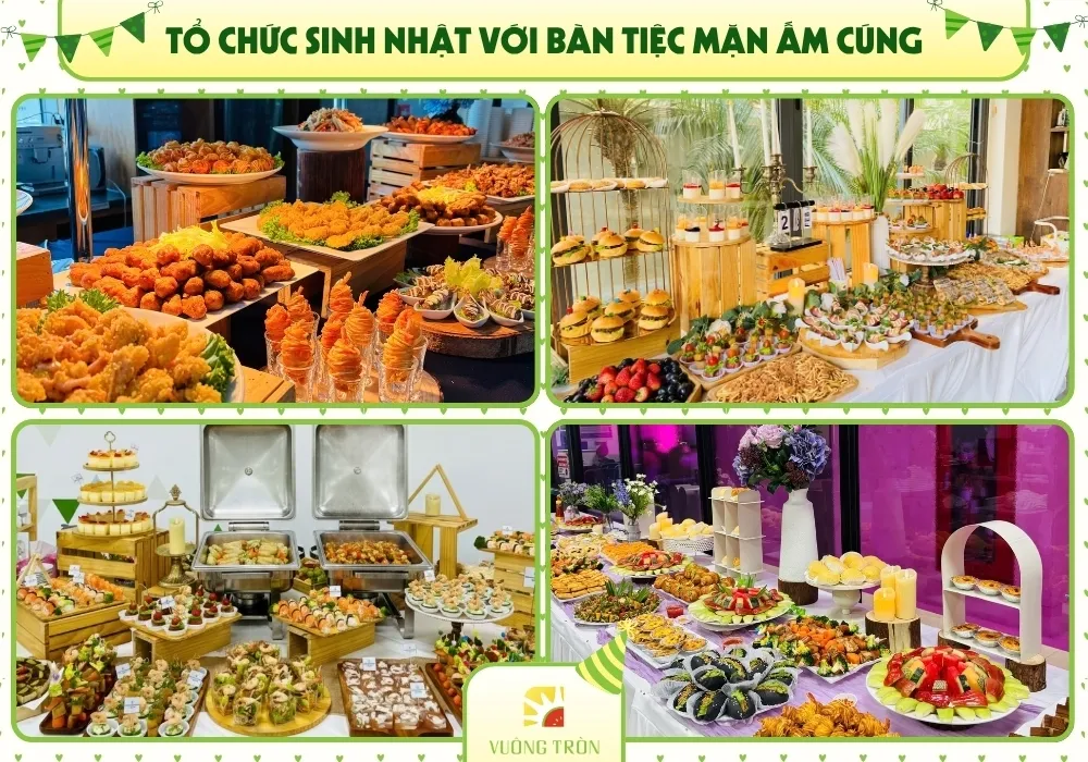 Bàn tiệc mặn finger food tổ chức sinh nhật nhân viên tại văn phòng