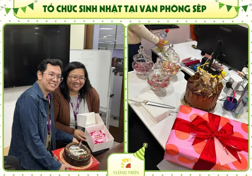 Nhân viên bất ngờ được tổ chức sinh nhật tại văn phòng sếp