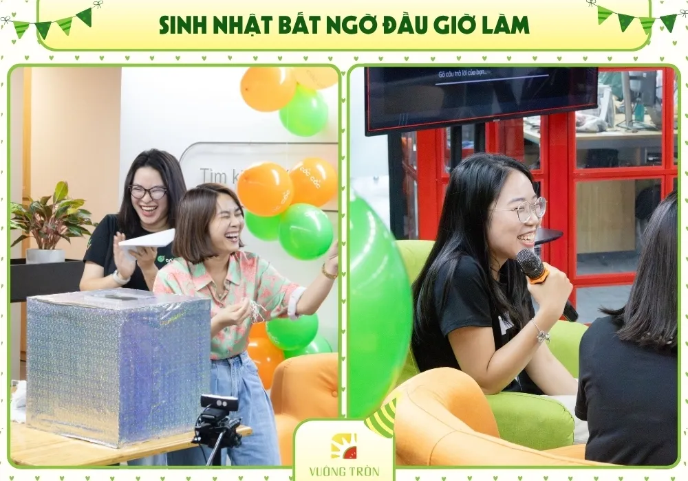 Nhân viên bất ngờ với bàn làm việc được trang trí sinh nhật đầu giờ sáng