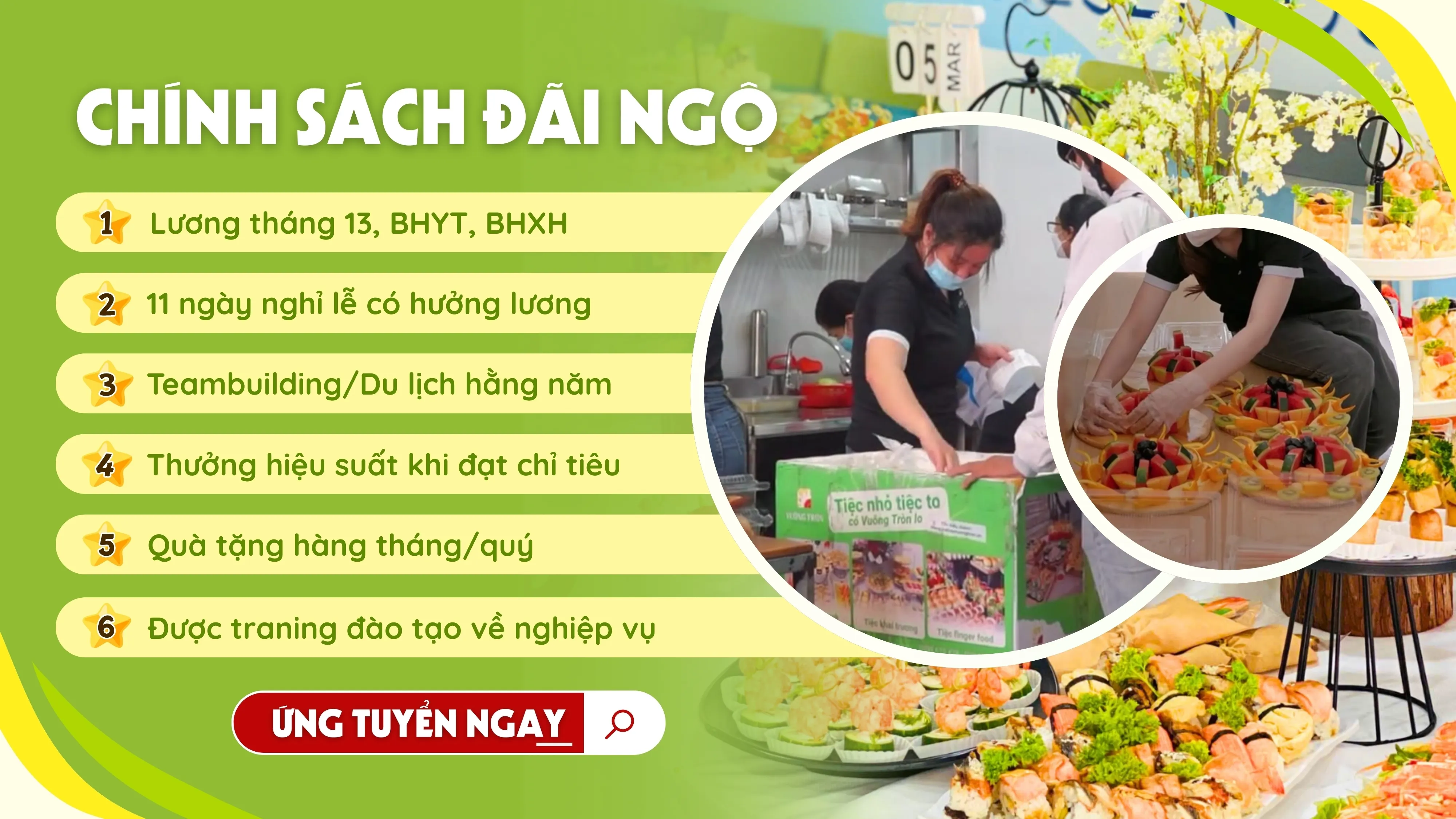 Chính sách đãi ngộ nhân viên Phụ Bếp tại Trái Cây Vuông Tròn