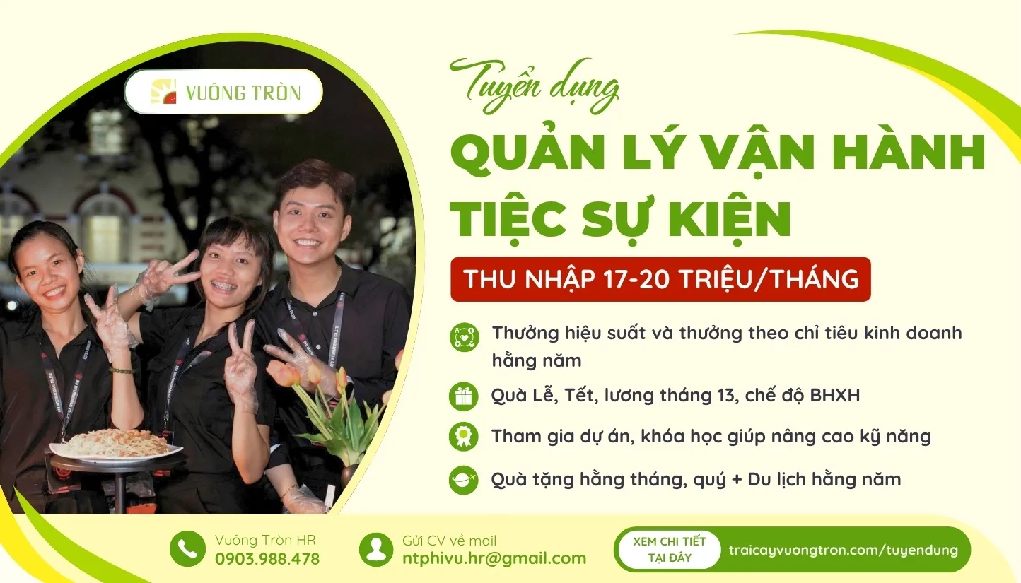 Tuyển dụng quản lý vận hành tiệc sự kiện