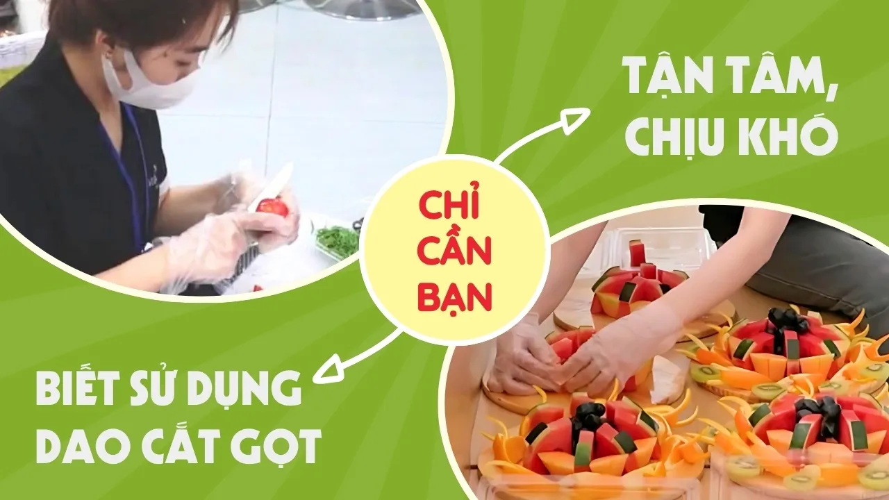 Vị trí setup phục vụ tiệc Trái Cây Vuông Tròn chỉ cần biết sử dụng dao cắt gọt
