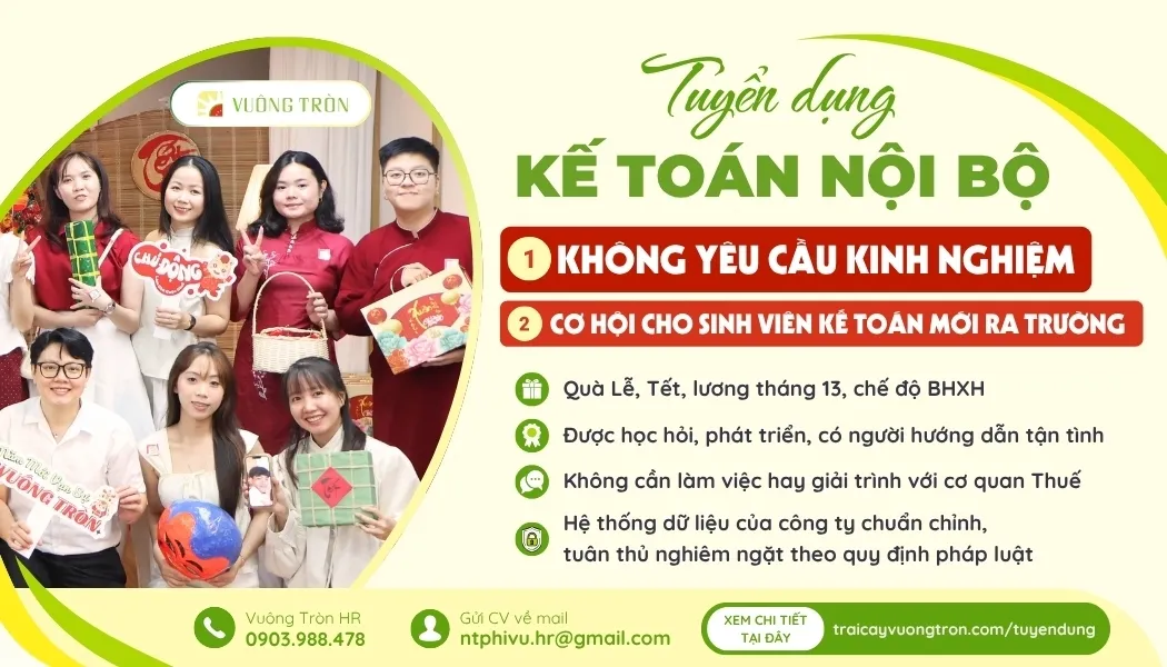 [Tân Bình] Tuyển Dụng Kế Toán Nội Bộ - Chấp Nhận Sinh Viên Kế Toán Mới Ra Trường