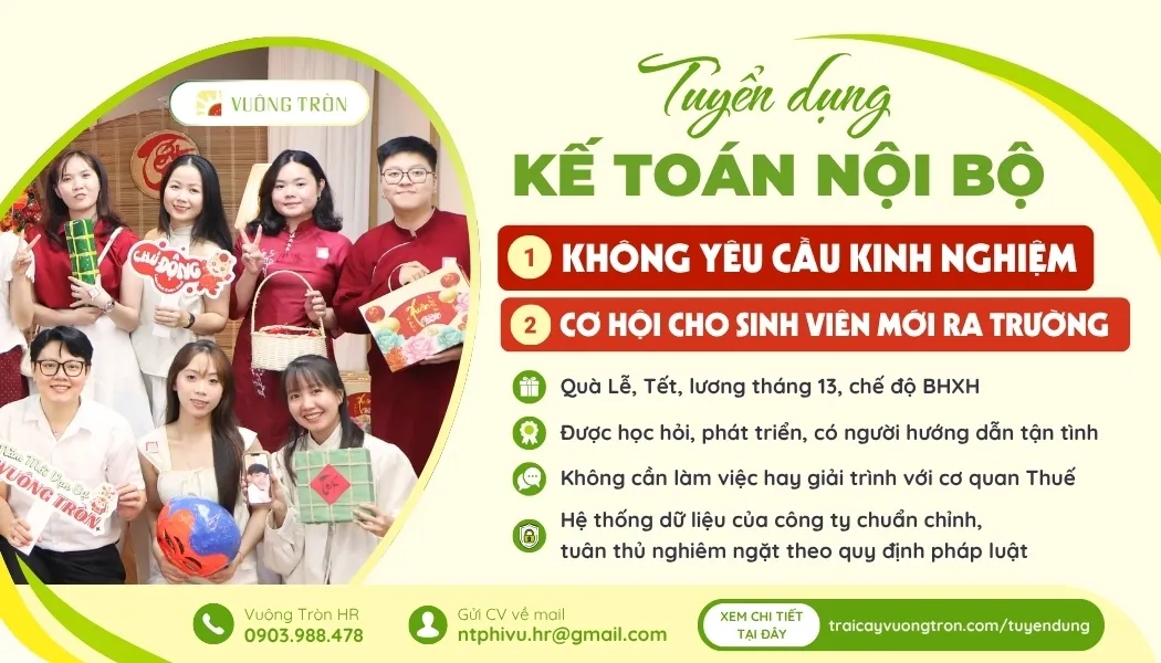 [Tân Bình] Tuyển Dụng Kế Toán Nội Bộ - Không Yêu Cầu Kinh Nghiệm (Ngành F&B)