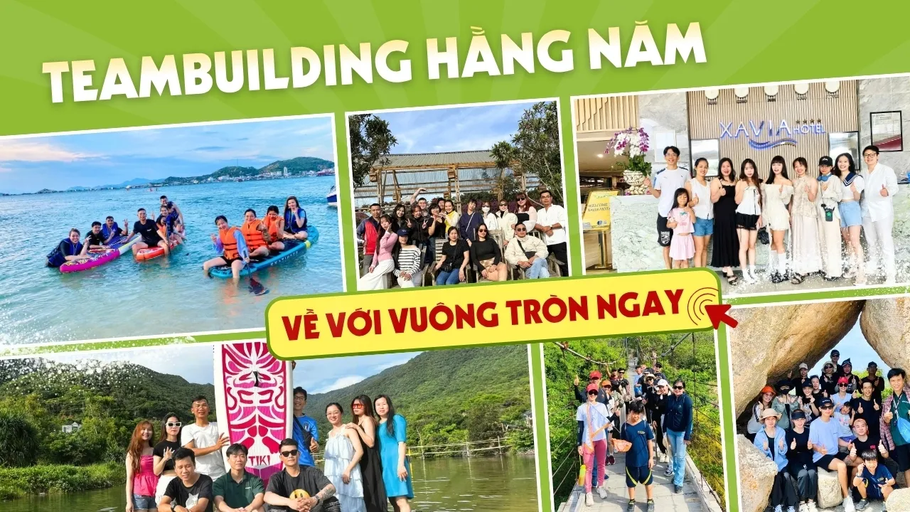Tập thể nhân sự Trái Cây Vuông Tròn hào hứng tham gia chuyến du lịch teambuilding hàng năm