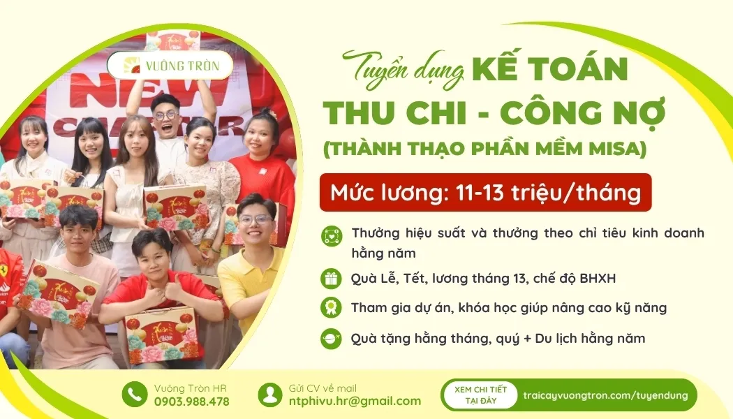 Tuyển dụng kế toán thu chi công nợ