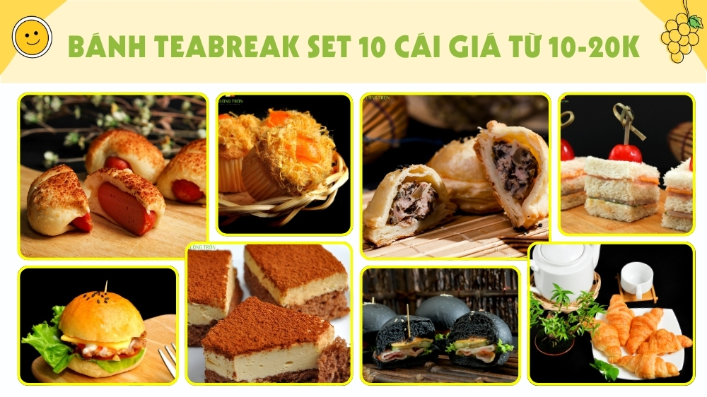 Menu bánh tiệc trà tiệc ngọt đa dạng