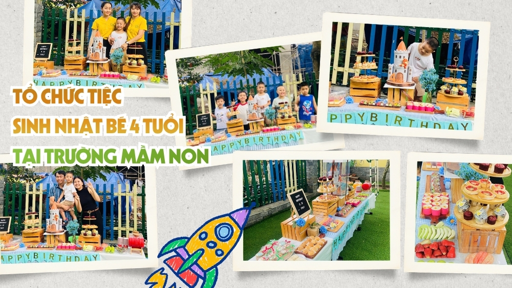Cận cảnh bàn tiệc với bánh cupcake, trái cây cắt tỉa phục vụ các thực khách nhí, một thực đơn không thể thiếu trong các bữa tiệc sự kiện Quốc tế Thiếu nhi 1/6, sinh nhật tại trường học