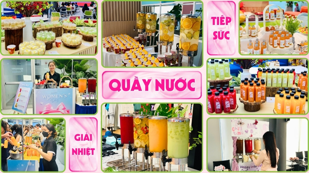 Quầy nước ép trái cây tươi phục vụ tiệc 20/10 văn phòng tại công ty