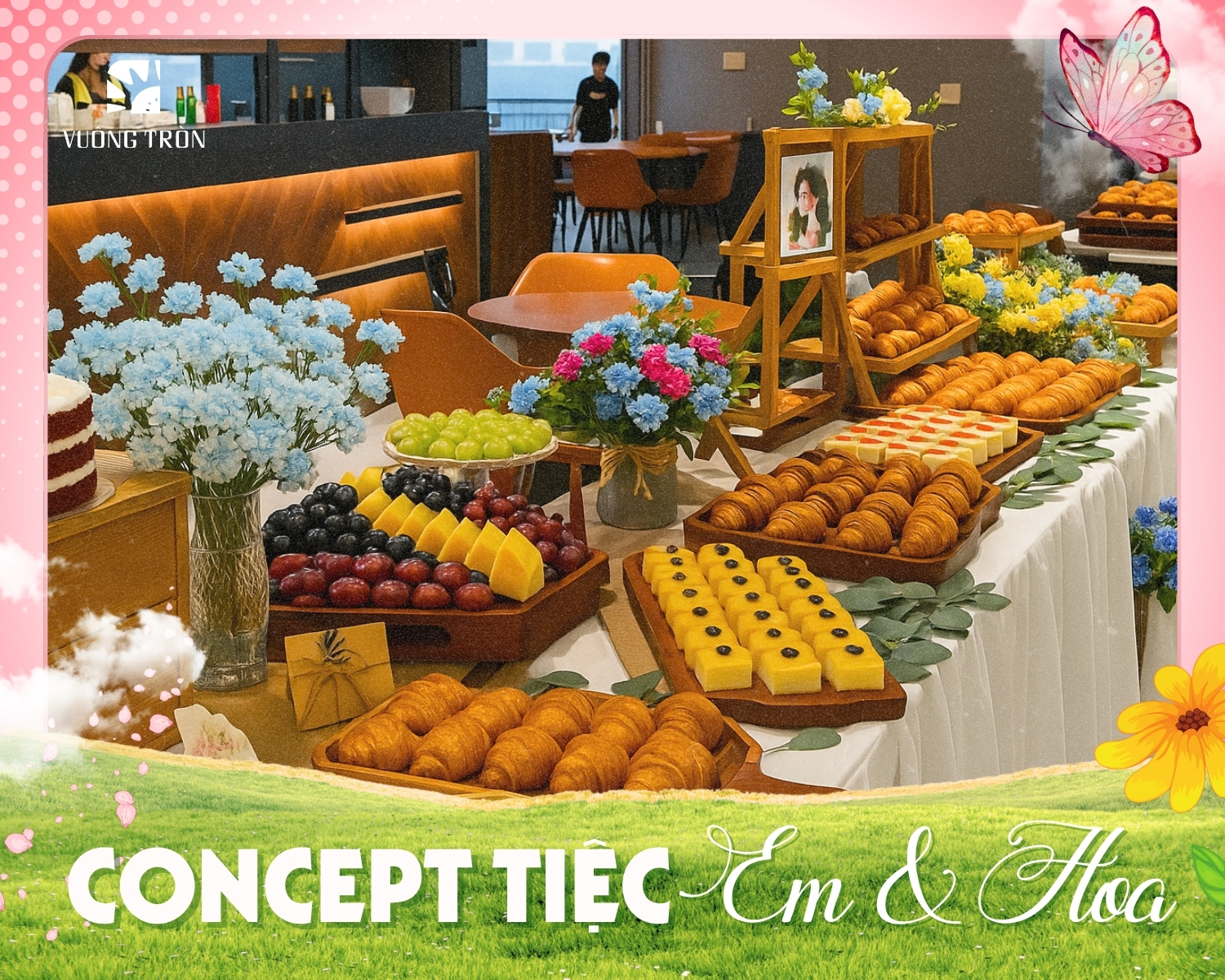 Decor concept tiệc 20.10 với đầy ắp hoa tươi, tạo bầu không khí vừa trang nhã, vừa tinh tế